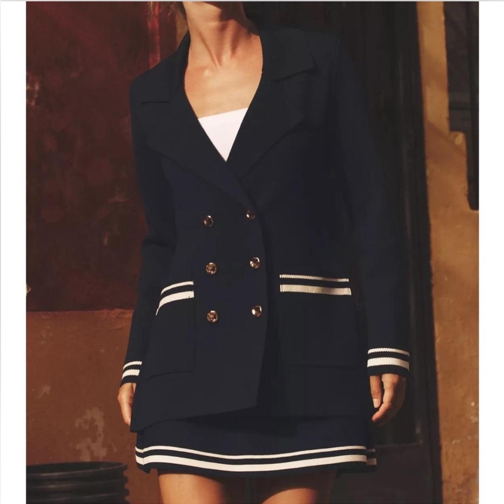 Zara Navy Blazer with White Trim